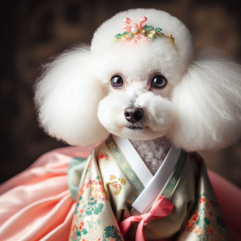 Poodle wearing hanbok