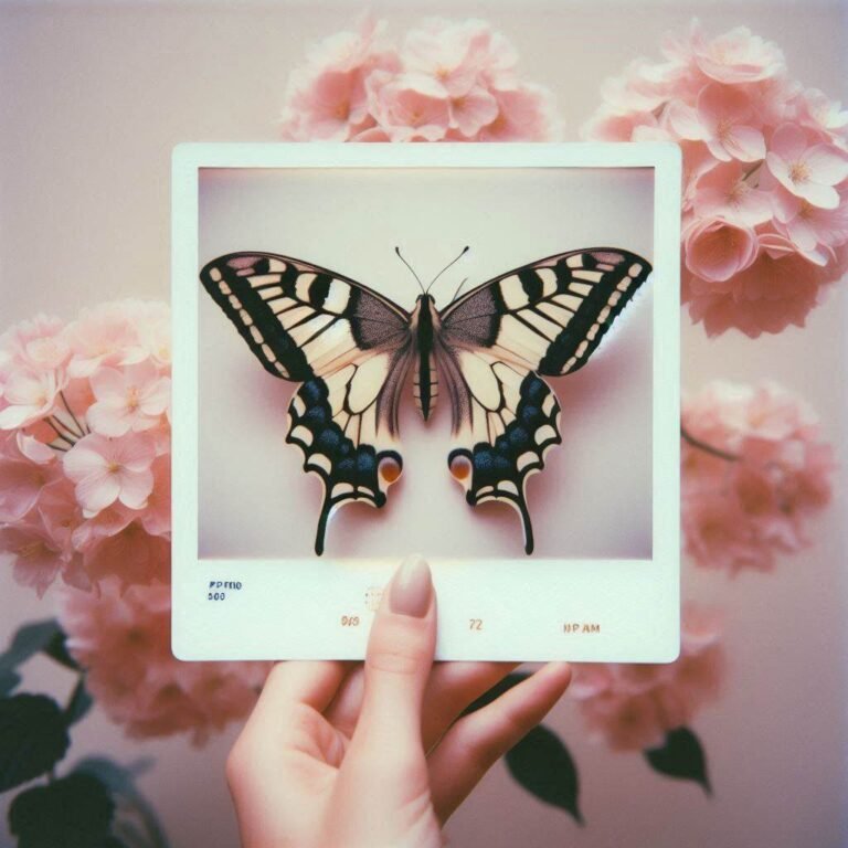 Polaroid photography of swallowtail butterfly